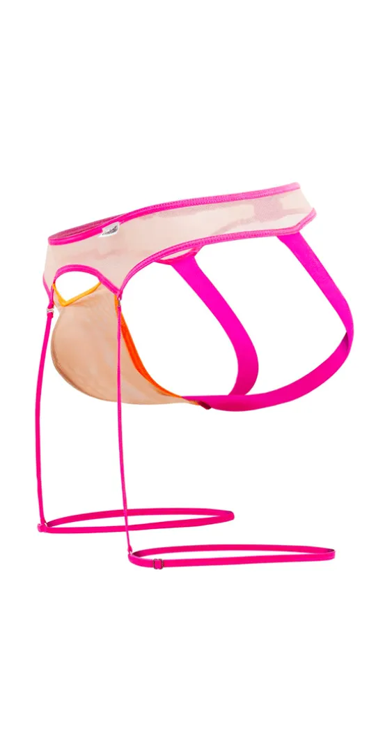 Candyman 99687 Garter Jock Two Piece Set Beige-neon