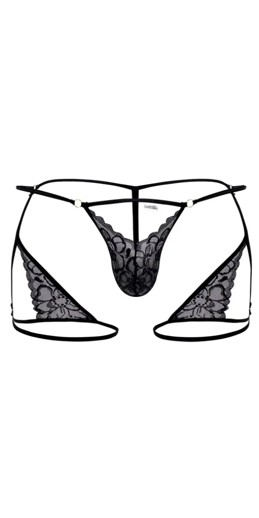 Candyman 99678 Garter Thongs Black