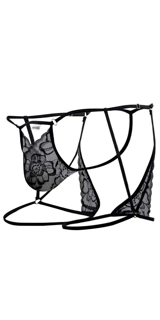 Candyman 99678 Garter Thongs Black