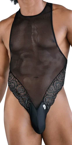Candyman 99864 Lace-mesh Bodysuit Black