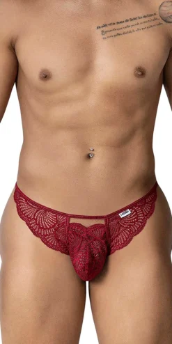 Candyman 99910 Lace Thongs Burgundy
