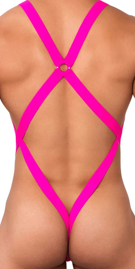 Candyman 99643 Mesh Bodysuit Hot Pink