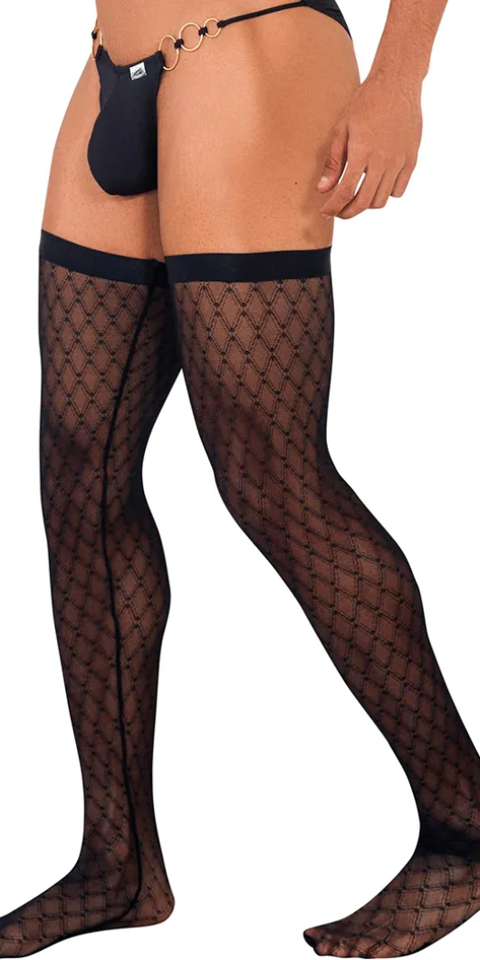 Candyman 99735 Mesh Thigh Highs Black