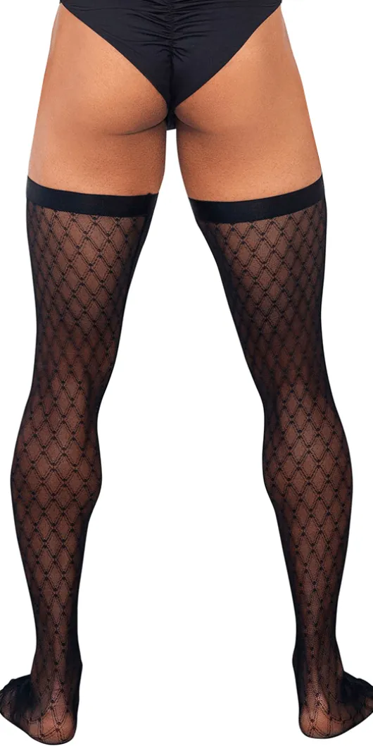 Candyman 99735 Mesh Thigh Highs Black