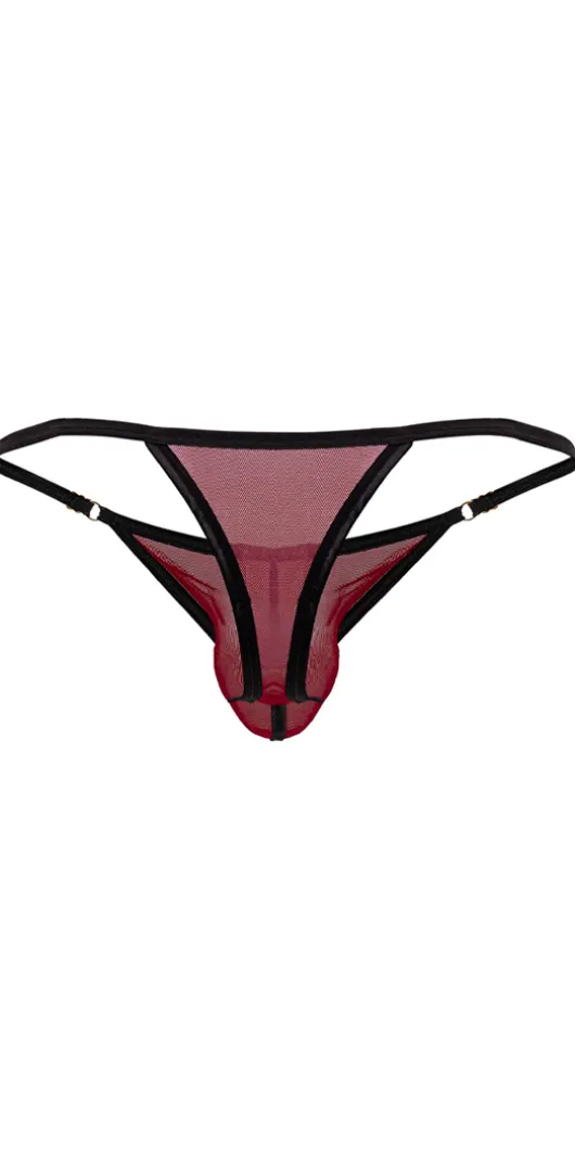 Candyman 99776 Mesh Thongs Burgundy