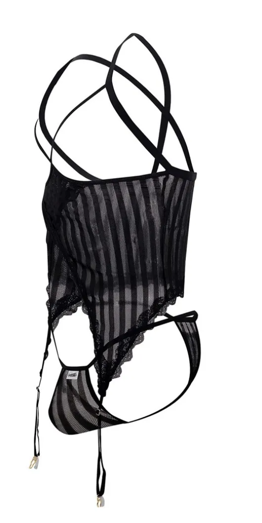 Candyman 99654 Mesh Two Piece Set Black