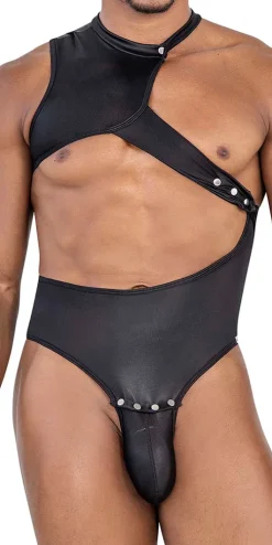 Candyman 99783 One Shoulder Bodysuit Black