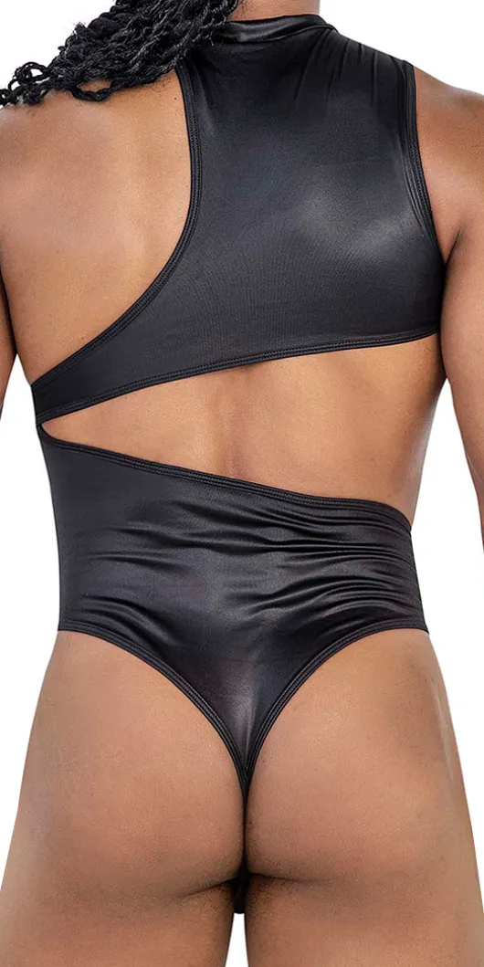Candyman 99783 One Shoulder Bodysuit Black