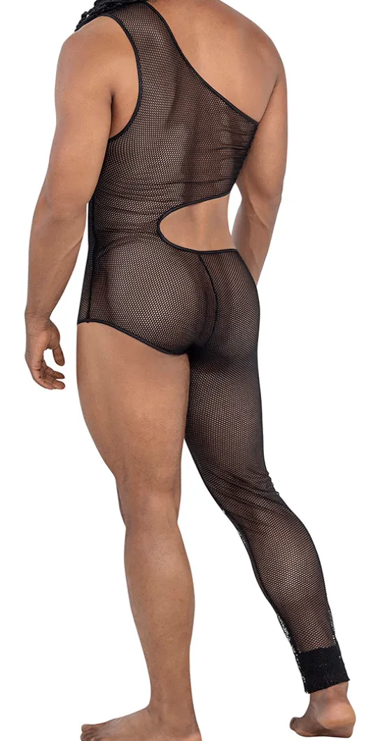 Candyman 99787 One Shoulder One Leg Bodysuit Black