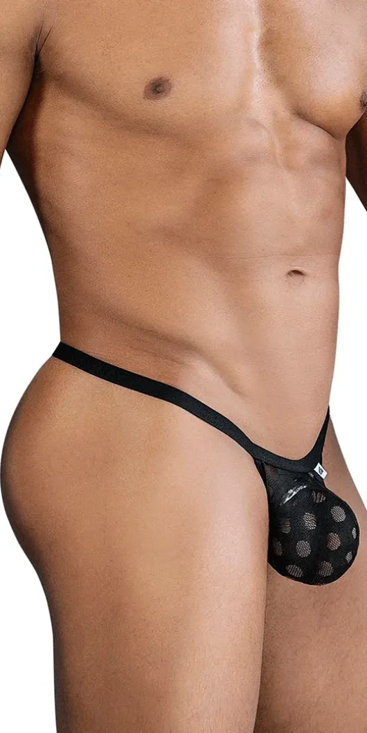 Candyman 99856 Polka Mesh Thongs Black