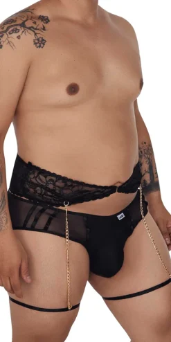 Candyman 99703x Garter Briefs Two Piece Set Black