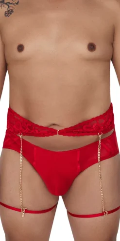 Candyman 99703x Garter Briefs Two Piece Set Red