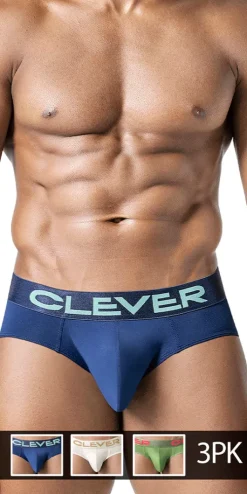 Clever 519968 3pk Australian Latin Briefs Beige-blue-green