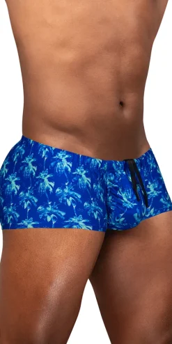 Ergowear Ew1827 Electric Blue Palm 4-way Stretch Swim Trunks Royal Blue-palms
