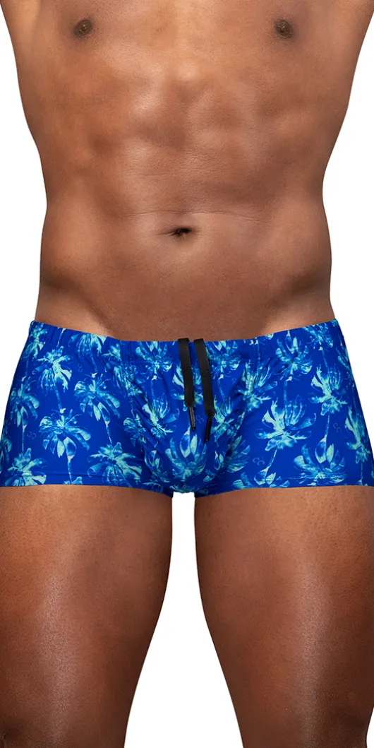 Ergowear Ew1827 Electric Blue Palm 4-way Stretch Swim Trunks Royal Blue-palms