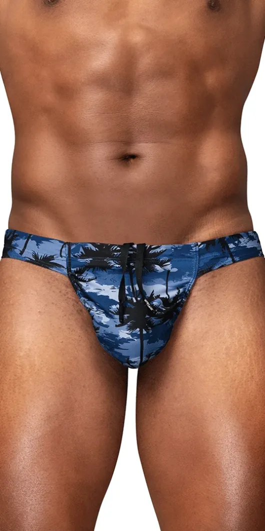 Ergowear Ew1824 Midnight Tropics Men's High-performance Swim Bikini Dark Blue-palms