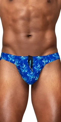 Ergowear Ew1826 Vibrant Blue Abstract Floral Men's Swim Bikini Royal Blue-palms