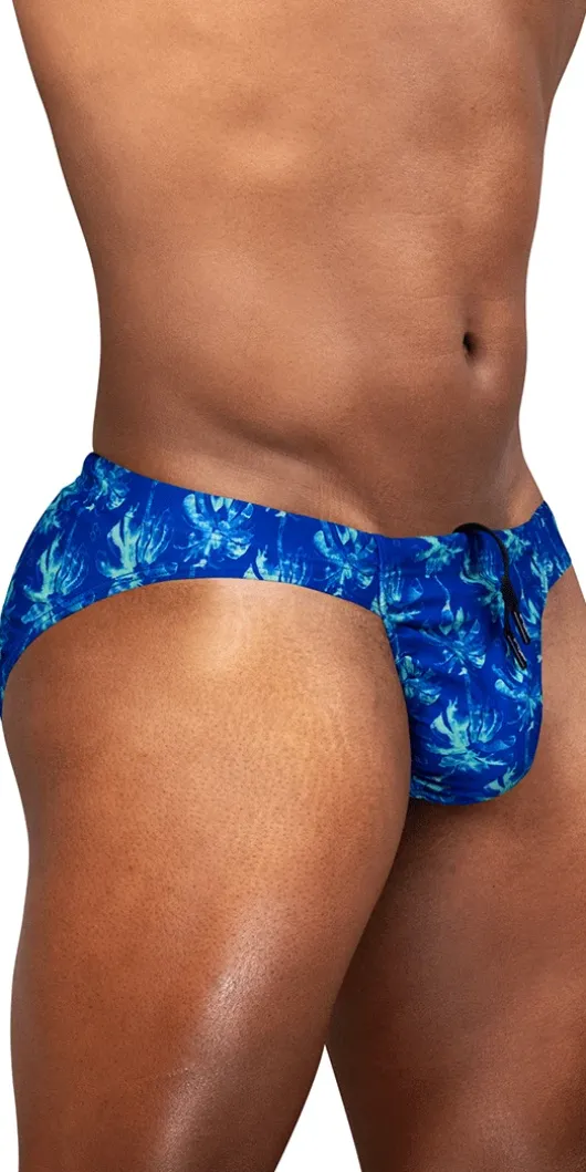 Ergowear Ew1826 Vibrant Blue Abstract Floral Men's Swim Bikini Royal Blue-palms