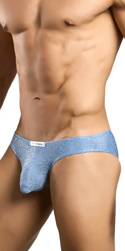 Justin+simon Xsj01 Classic Silky Bikini Lurex Blue