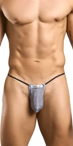 Justin+simon Xsj02 Silky G-string Bulge Lurex Gray