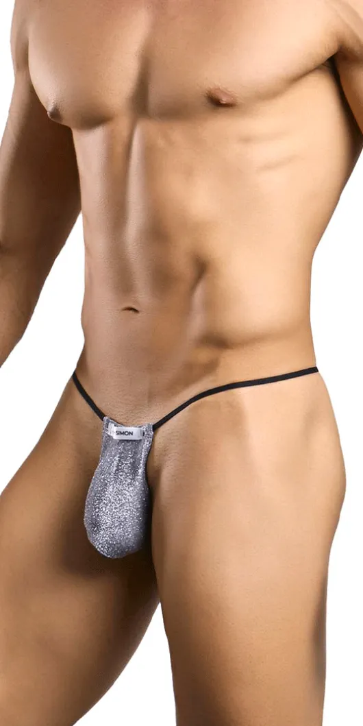 Justin+simon Xsj02 Silky G-string Bulge Lurex Gray