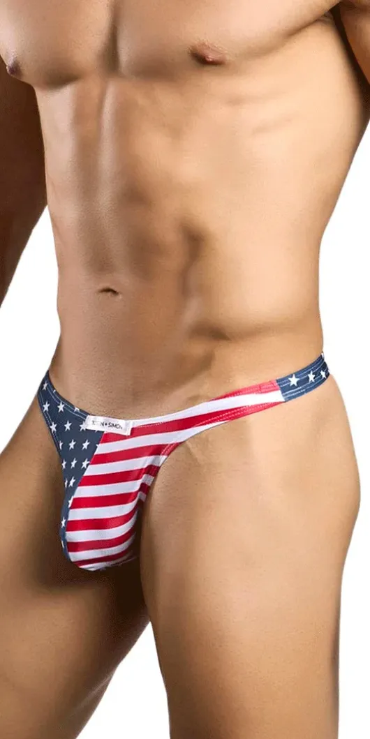 Justin+simon Xsj03 Silky Sexy Thongs Usa Flag