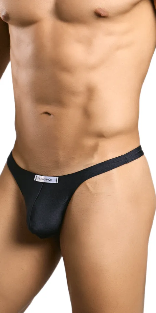 Justin+Simon Xsj03 Silky Sexy Thongs Black