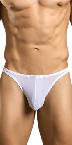 Justin+simon Xsj03 Silky Sexy Thongs White Mesh