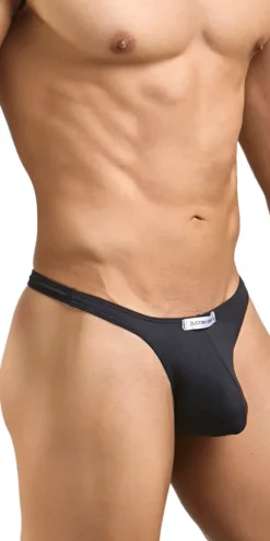 Justin+simon Xsj03 Silky Sexy Thongs Peach Black