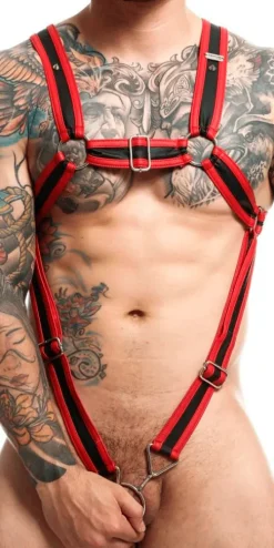 Malebasics Dmbl07 Dngeon Cross Cock Ring Harness Red