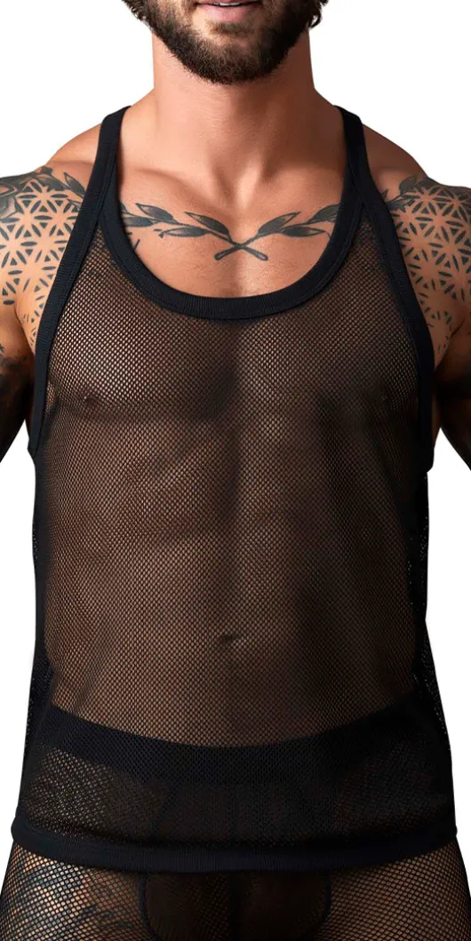 Male Power 110-11c Fishnet Tank Top Black