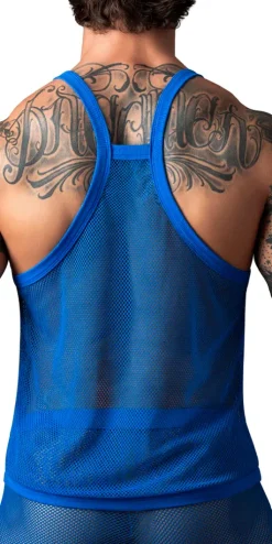 Male Power 110-11c Fishnet Tank Top Royal
