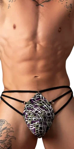 Male Power 419-303 Gridlocked Thong Straps-rings Printed