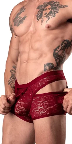 Male Power 126-289 Lucifer Cut Out Short Burgundy