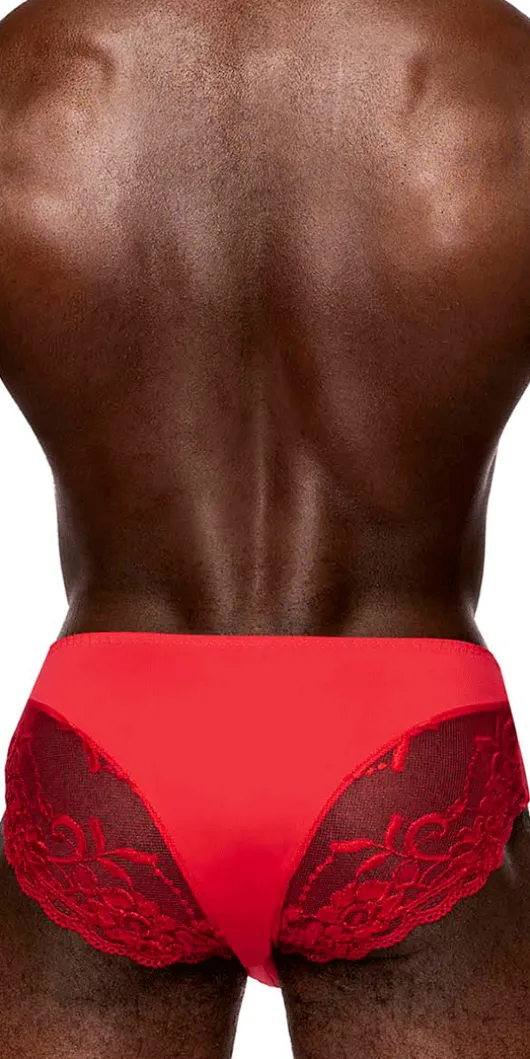 Male Power 492-280 Sassy Lace Bikini Solid Pouch Red