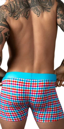 Male Power 160-306 So Comfy Gingham Boxer Brief Gingham Print