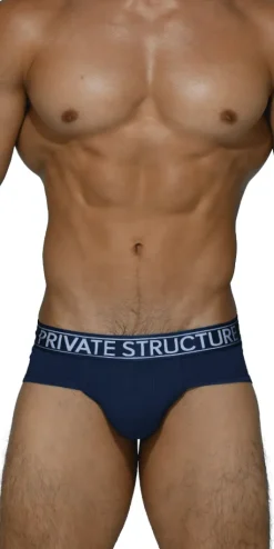 Private Structure Pbuz3748 Platinum Bamboo Contour Briefs Midnight Navy